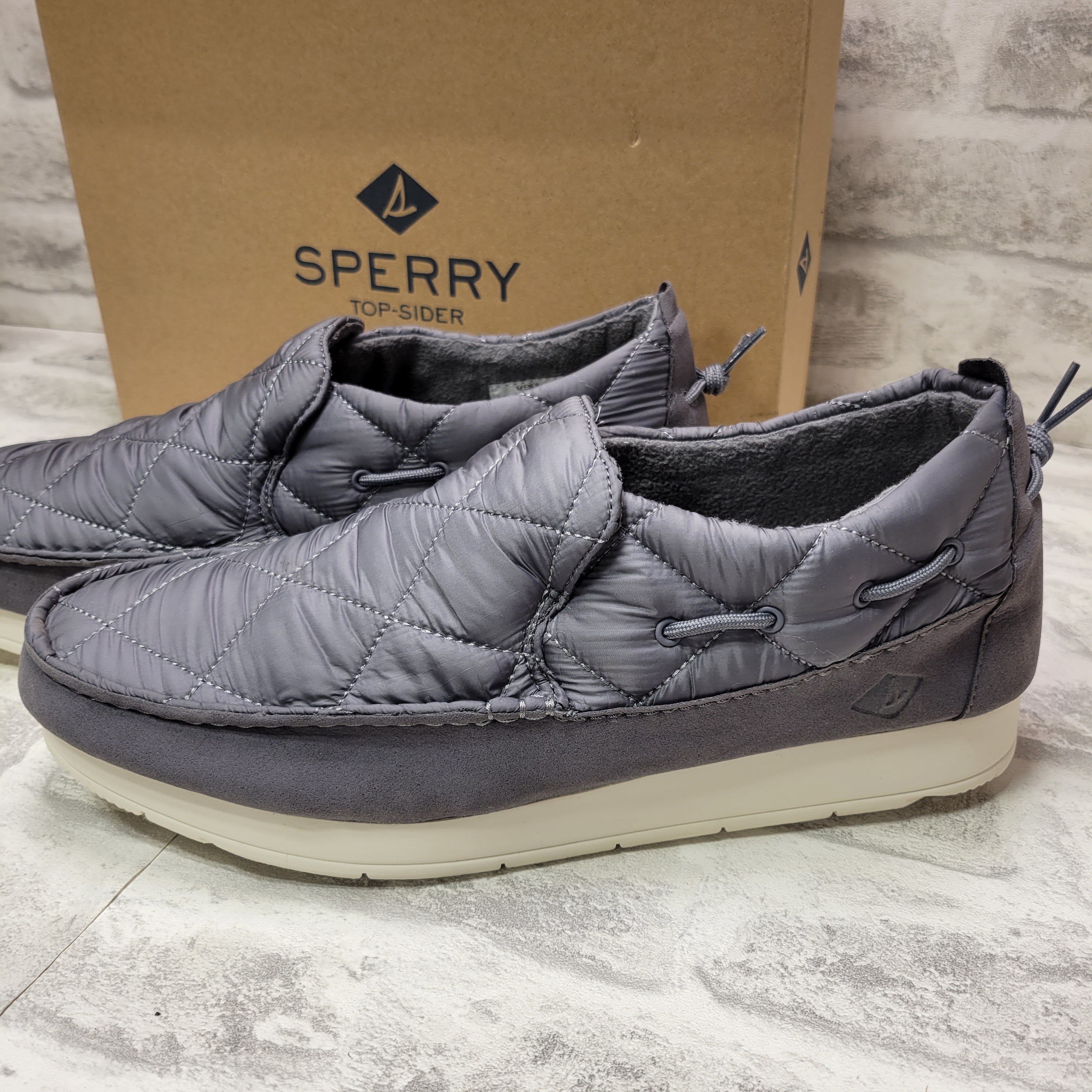 Sperry Men's Moc-Sider - Moccasin Microfleece Linings, 12M, Grey (7763793215726)